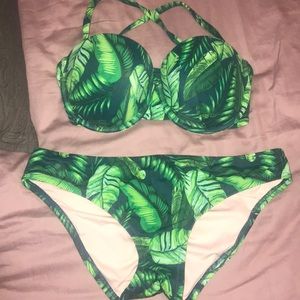Palm tree leaf print bikini